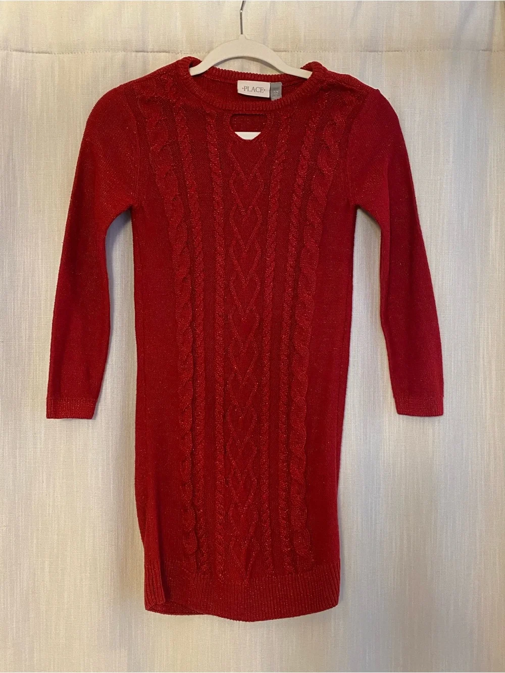 The Children's Place Red Cable-Knit Keyhole Crewneck Dress